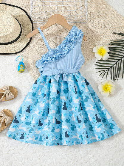 Single Cute Easter Bunny Print Short Sleeve Shirt and Shorts Set | Casual Non-Stretch Fabric, Regular Fit, Ideal for Outdoor Activities