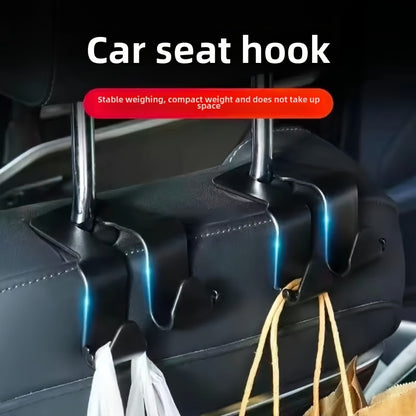 2pcs Car Seat Back Multi-functional Hook Double Hook Storage Car Hook