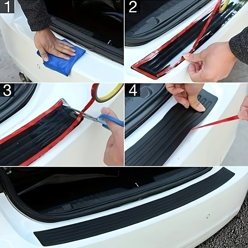 Universal Rear Bumper Protection Sticker for Cars, Designed to Cover The Trunk Sill with Rubber Strips And Anti-Scratch Pads As Accessories.
