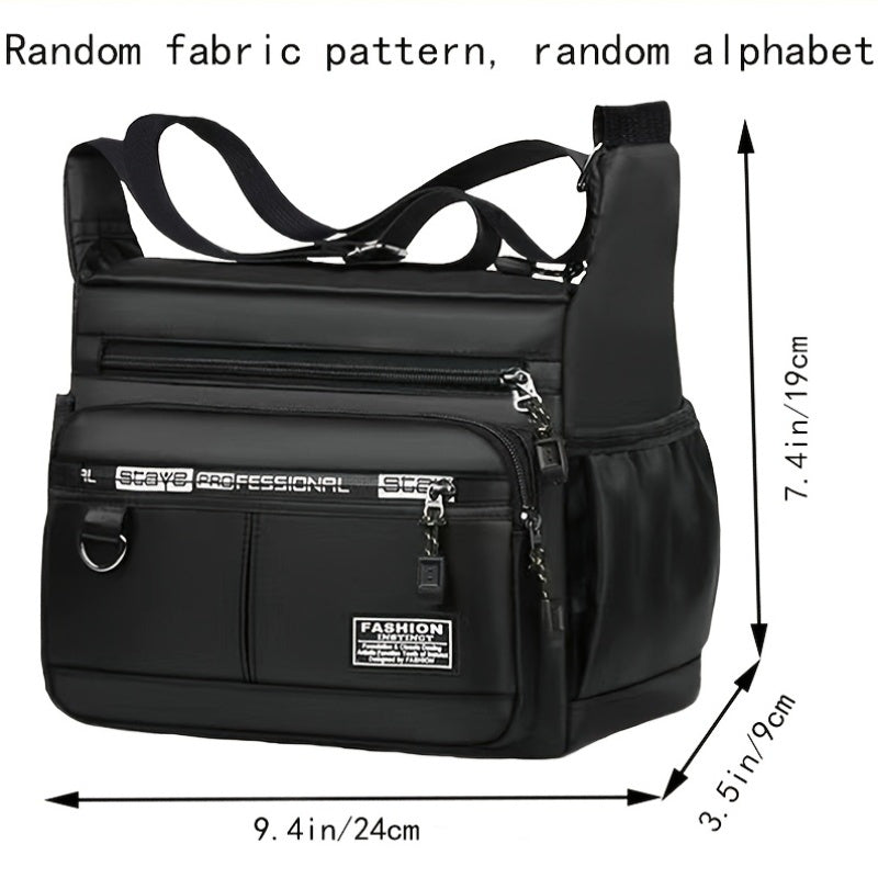 Men'S Nylon Shoulder Bag - Casual Oxford Canvas Crossbody with Adjustable Strap, Multiple Pockets & Zipper Closure for Travel, School & Daily Use (Random Zipper Pull Design), Travel Bag|Casual Style Bag|Durable Fabric Bag
