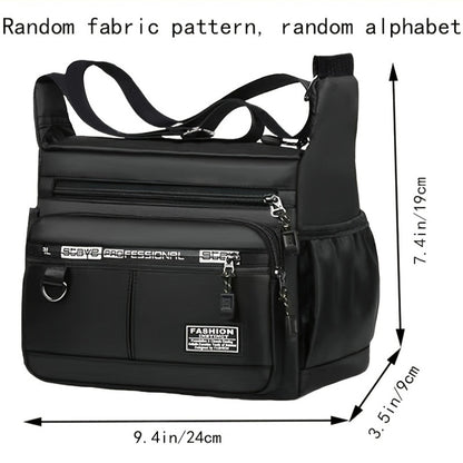 Men'S Nylon Shoulder Bag - Casual Oxford Canvas Crossbody with Adjustable Strap, Multiple Pockets & Zipper Closure for Travel, School & Daily Use (Random Zipper Pull Design), Travel Bag|Casual Style Bag|Durable Fabric Bag