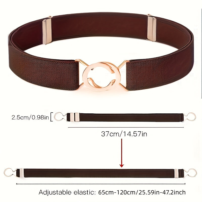 Women'S Figure 8 Elastic Waistband, Ladies' Fashionable Black Elastic Waistband, Adjustable Waist Elastic Buckle, Waistband for Jeans And Dresses, Gift Choice