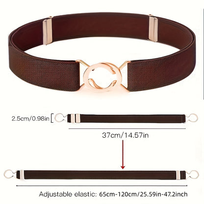 Women'S Figure 8 Elastic Waistband, Ladies' Fashionable Black Elastic Waistband, Adjustable Waist Elastic Buckle, Waistband for Jeans And Dresses, Gift Choice