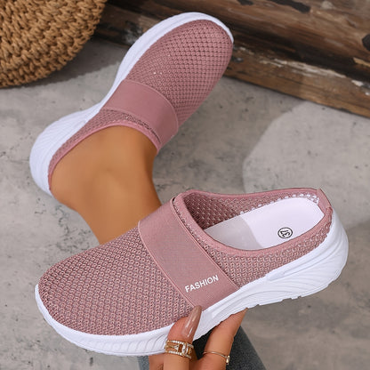 [Comfortable Slip-On Sneakers] ZOSIVC Women's Comfortable & Fashionable Slip-On Sneakers | Breathable Mesh Upper, Soft Cushioned Insole, Durable Rubber Sole - Low-Top White Design for Beach Vacations, Travel & Summer Outings