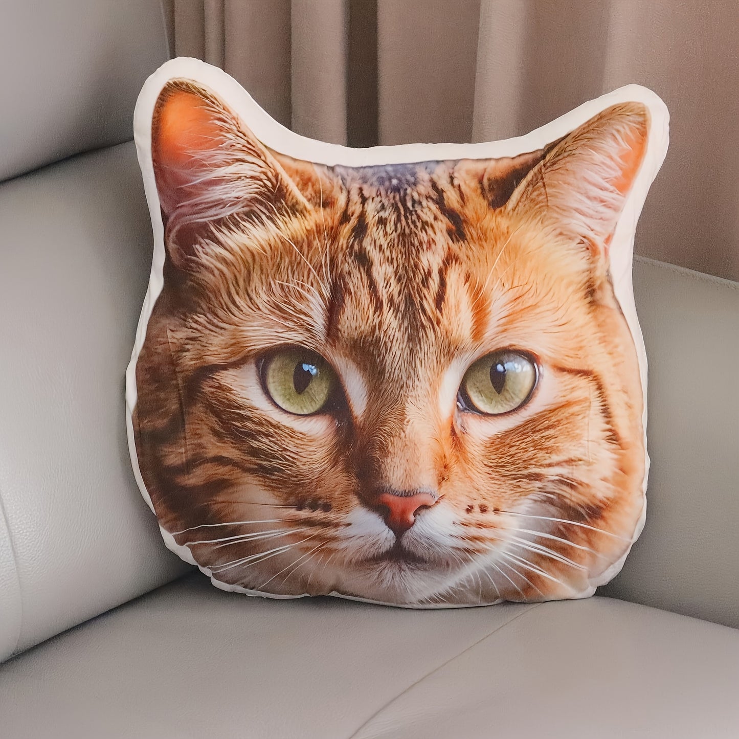 1 Personalized 3D Double-sided Printed Plush Cushion, Customizable with Your or Your Pet's Photo, Knitted Polyester Fabric, Fully Stitched Without Zippers, Personalized 3D Portrait Plush Doll of Your Cat or Dog, Double-sided Printed Pet Cushion