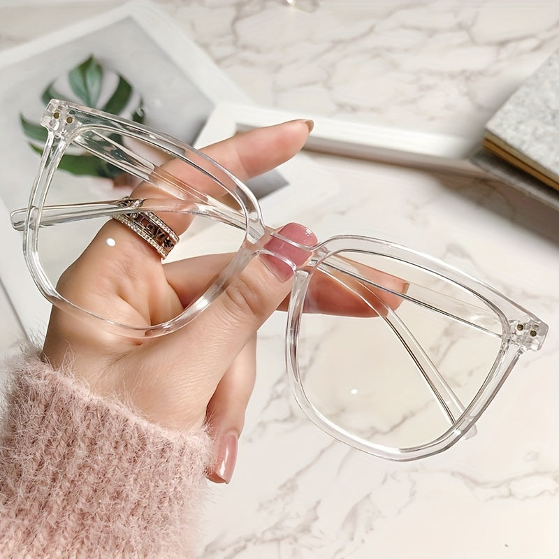 Unisex Square Blue Light Blocking Glasses, Suitable for Computers, TVs, and Phones, with Clear Lenses, Lightweight and Comfortable