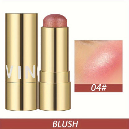 Multifunctional Highlighter Blush Stick - Brightening & Contouring Makeup Stick with Plant-Based Squalane, 3 Shades (Pink, Beige, Brown) for Cheeks, Lips, Eyes - Long-Lasting Shine, Easy Application, No Smudge, No Transfer, Beauty Enhancement, Sleek Metal