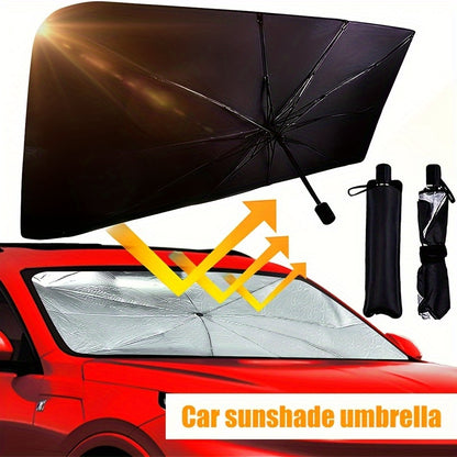 Premium Titanium Silvery Sunshade/Front Windshield Heat Insulation & UV Protection/Roll-Up Design for Easy Storage/for All Models/Suitable for Summer & Hot Weather/Perfect Gift for Owners
