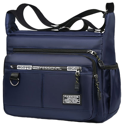 Men'S Nylon Shoulder Bag - Casual Oxford Canvas Crossbody with Adjustable Strap, Multiple Pockets & Zipper Closure for Travel, School & Daily Use (Random Zipper Pull Design), Travel Bag|Casual Style Bag|Durable Fabric Bag