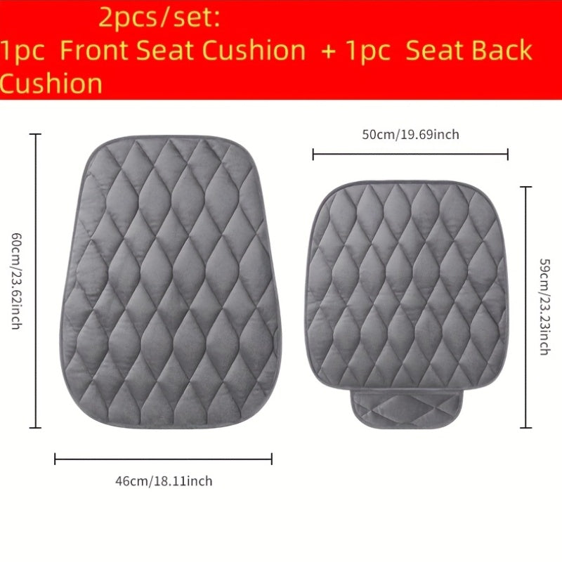 2pcs Car Seat Cushion Set, [Autumn And Winter Car Essentials] Soft Plush Car Seat Cover with Storage Pockets, Comfortable Driving, Universal Car Interior Additions Memory Foam Seat Cushion