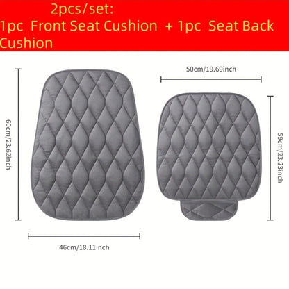 2pcs Car Seat Cushion Set, [Autumn And Winter Car Essentials] Soft Plush Car Seat Cover with Storage Pockets, Comfortable Driving, Universal Car Interior Additions Memory Foam Seat Cushion