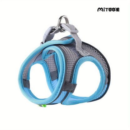 MiTOOE 1pc Soft Breathable Mesh Escape-Proof Adjustable No-Pull Reflective Vest Harness for Small Dogs & Cats - Comfortable Safe Walking Harness with Grid Pattern, Multi-Color Options, Small Breathable Dog Harness
