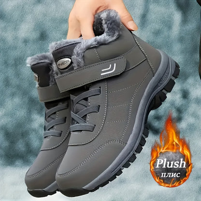 Unisex Heavy-Duty Winter Snow Boots, Thickened Short Boots with PU Upper and Rubber Sole, Striped Anti-Slip Design, Hiking, Mountaineering, and Ice Climbing Shoes, Warm Cold-Weather Footwear, Neutral Sizes Available