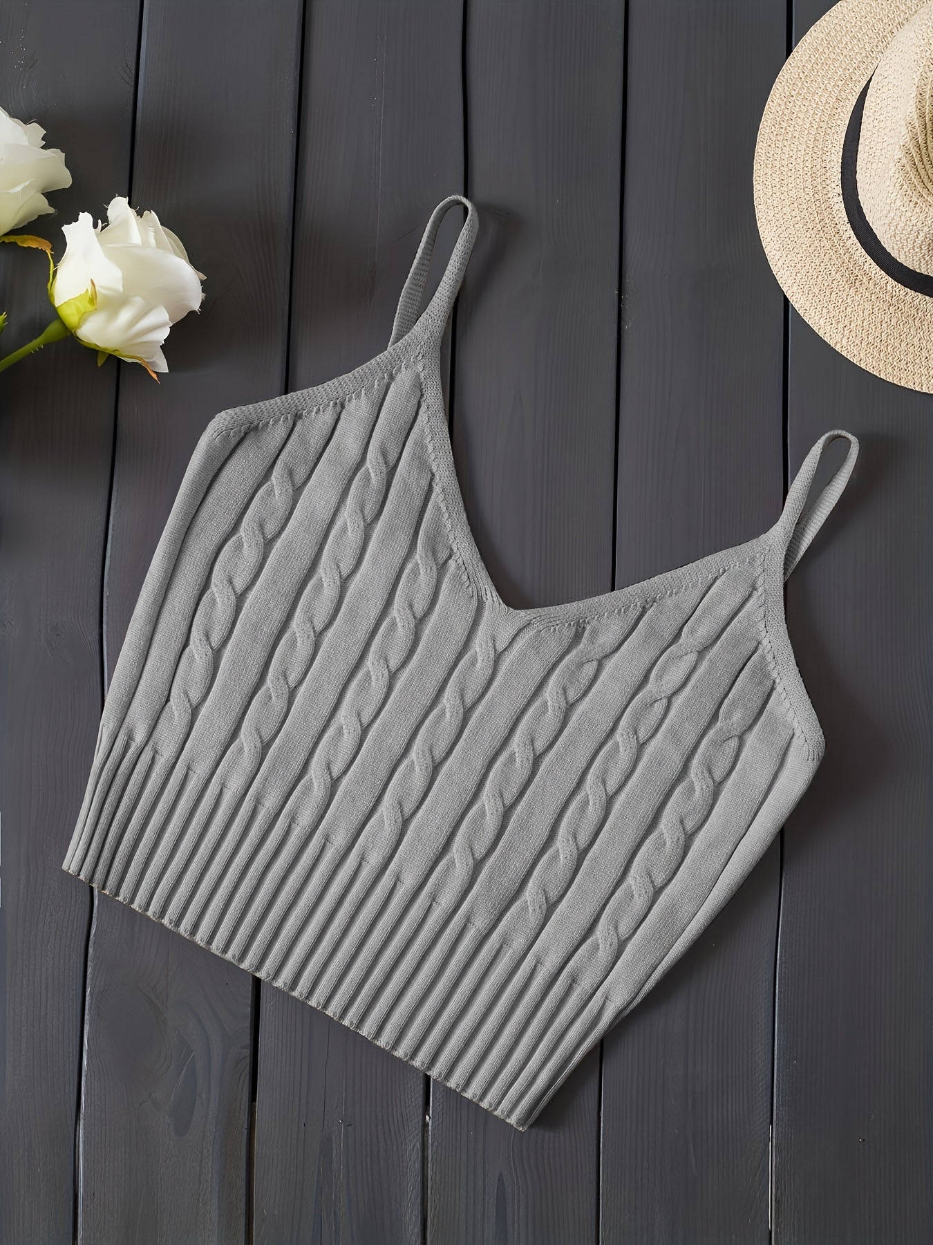 Women'S Stretchy Tank Top - V-Neck Sleeveless Casual Vest with Ribbed Texture, Beige, Versatile for Layering or Standalone Outfits, Allseason Apparel | Vneck Design | Construction, Ladies Tank Tops