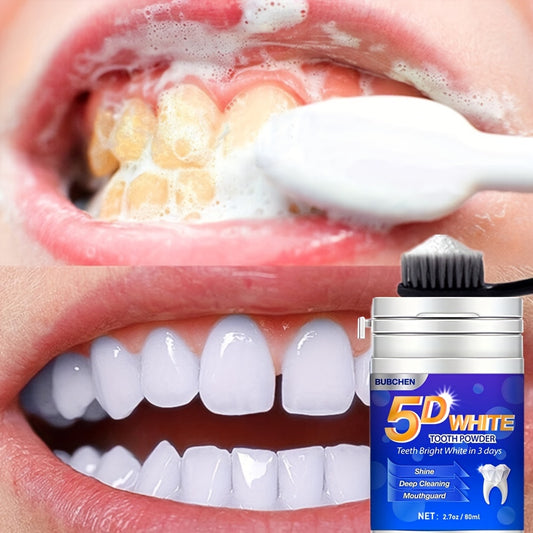 5D Bright Tooth Powder/One 80ML Bottle/Deep Cleaning Powder for Teeth/Fresh Breath Purple Toothpaste/Dental Care Items Featuring Natural Pearl Powder/Perfect for Gifts for Women