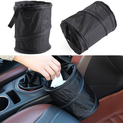 Fabric Car Trash Bin with Lid – Collapsible Folding Garbage Waste Basket, Multipurpose Automotive Organizer, Interior Accessory for Vehicle Cleanliness – 1pc