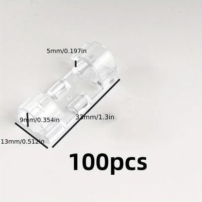 100pcs Adhesive Cable Clamps | Transparent Plastic Wire Brackets for Power Line Management, Ideal for Walls and Under Tables
