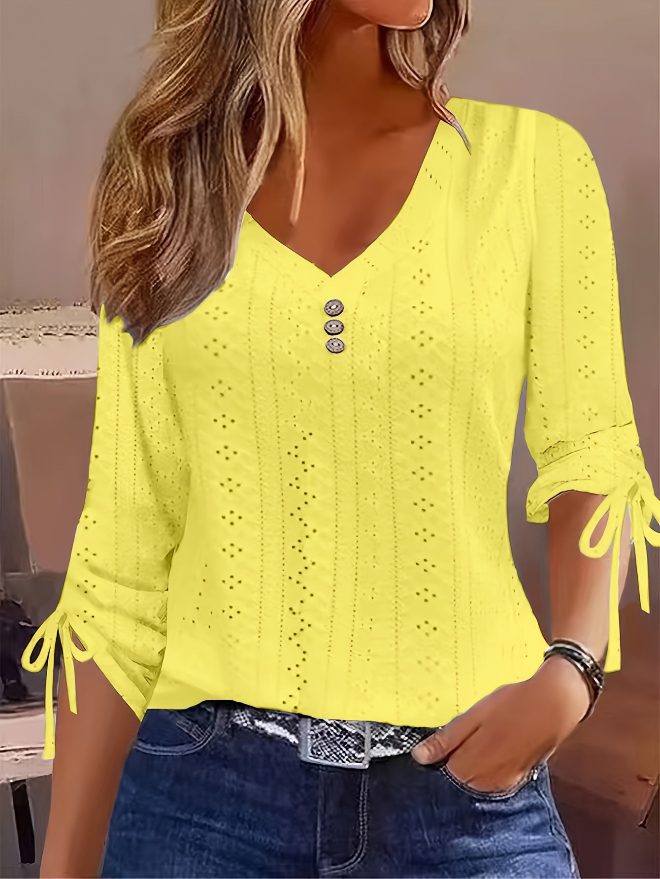 European and American Style New Solid Color Jacquard Button- Long Sleeve Shirt