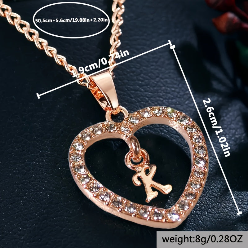 Women'S Initial Letter Necklace Featuring a Heart Pendant Made of Synthetic Zirconia with 26 Letters.