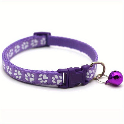 Pet Sticker Cloth Collar Dog Cat Collar Single Footprint Paw Print Bell Collar Cat Buckle Collar Burst Money Ring