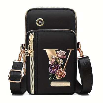 Flower Ben Letter Z Print Fashion Casual Shoulder Bag Crossbody Bag Coin Purse New Nylon Cloth New Mobile Phone Shoulder Bag Bag Women'S Bag