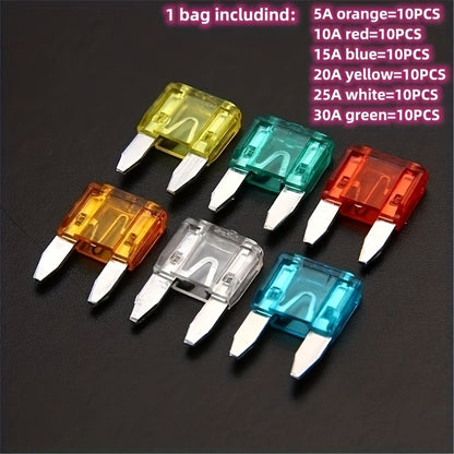 60pcs Bagged  Fuse Assortment: 5A/10A/15A/20A/25A/30A