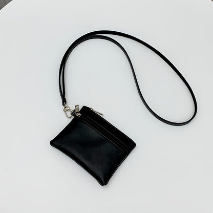 Trendy Card Wallet - Women'S Neck Strap Double Zipper Change Bag