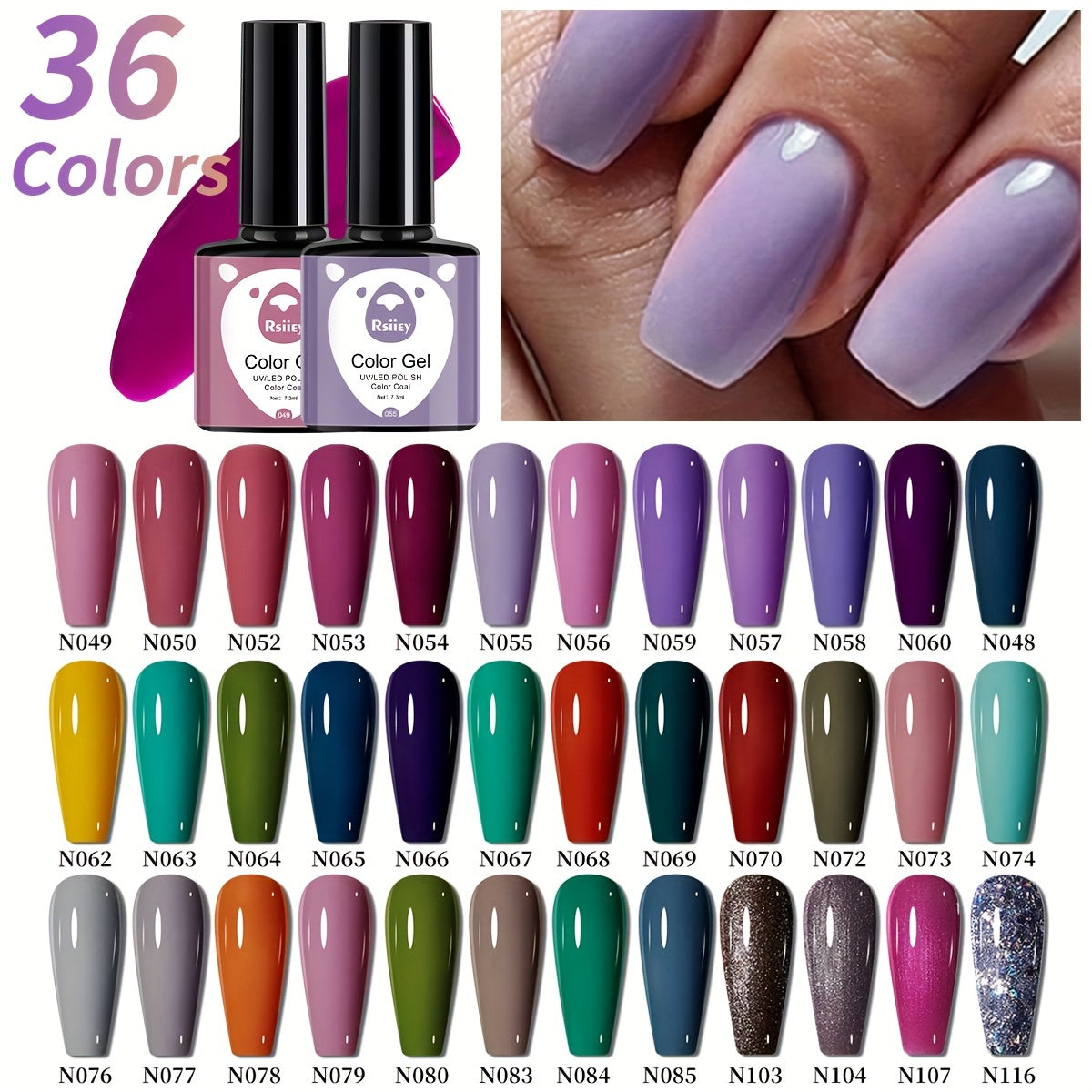 Plastic Bottle with 36 Colors - New Autumn And Winter Collection of Colorful Gel Nail Polish for LED, Popular And Durable Salon-Quality Nail Art