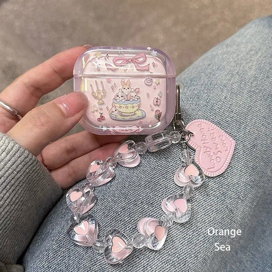 Cute teacup rabbit protective case for apple earphone case airpodspro3 protective case fairy transparent pro2