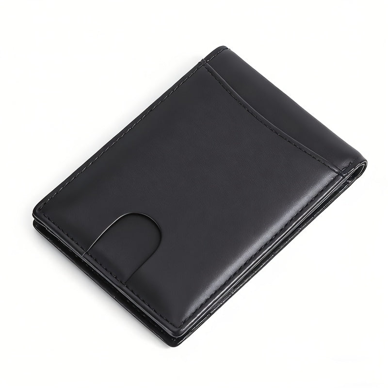 1pc OBCREATOR Faux Leather Slim Wallet for Men |, Anti-theft with Money Credit Card Clip