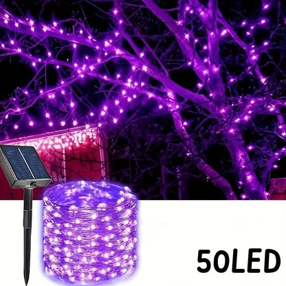 [Christmas] Solar-Powered LED Fairy Light Strings With 50/100/200/300 Leds For Outdoor Garden Decoration, Perfect For Christmas Trees, Porches, And Lawns, Featuring Light Control And Solar Energy Supply