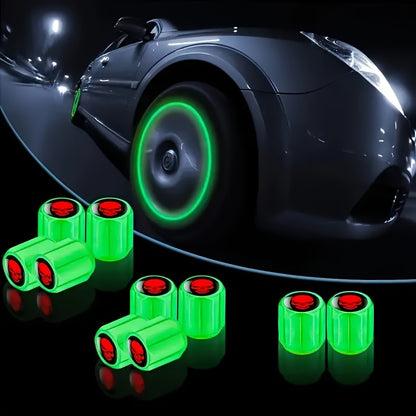 [Glowing Skull Valve Caps] 10 Glowing Fluorescent Skull Tire Valve Caps | Universal Car Wheel Accessories for SUVs, Bicycles, Trucks, Motorcycles