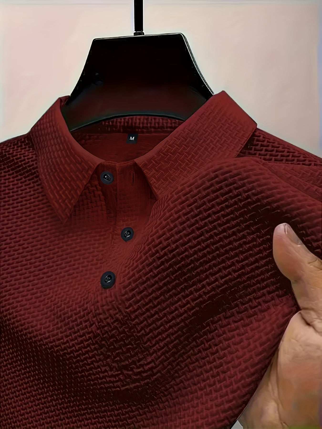 2024 New Ice Slicky Fiber Fabric Jacquard Casual Sports Top, Men's High-End Summer Solid Color Short-Sleeve T-Shirt for Golf, Fishing, Basketball, Camping, Gym Swimming and Beach Shirts with Turn Collar