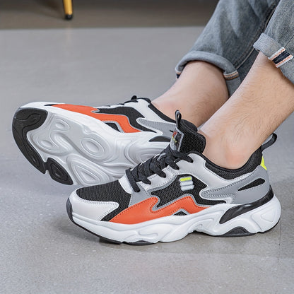 New Men's Casual Shoes, Breathable Trendy Design, Thick-Soled Sneakers with Laces, Lightweight, Versatile, Fashionable, Suitable for Outdoor, Casual, Daily Wear, Running, Sports, and Everyday Comfort