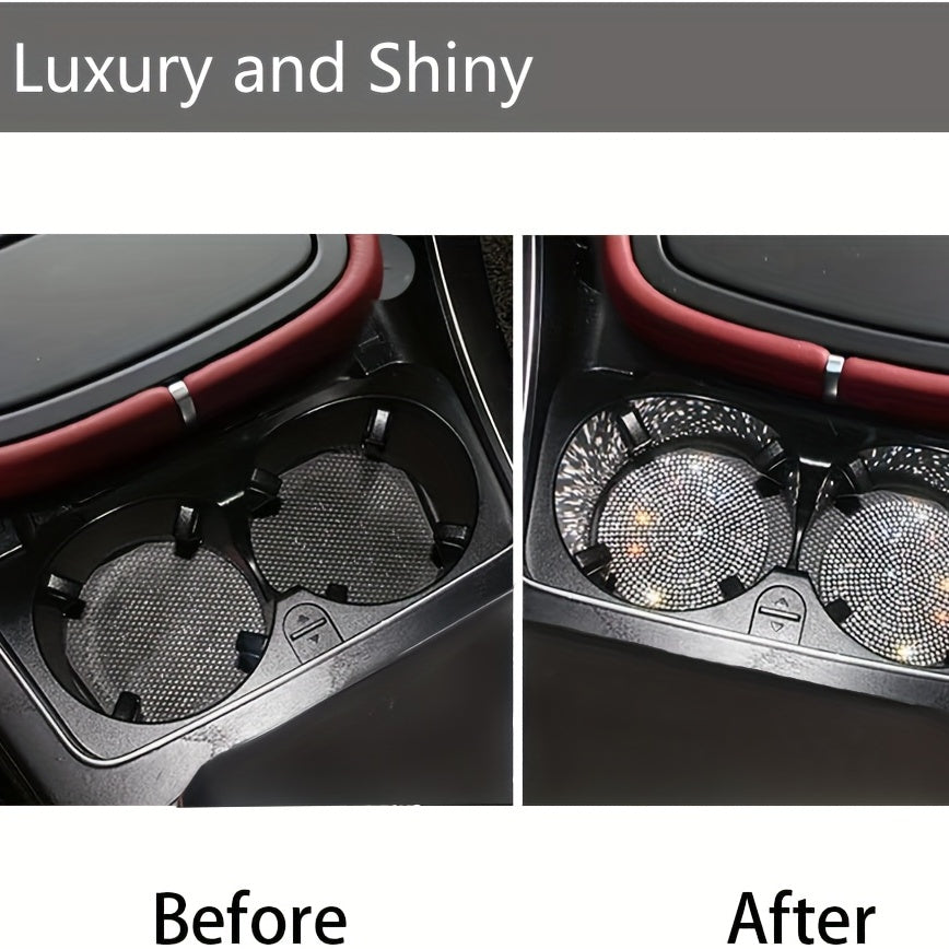 1pc Bling Car Cup Holder Coaster, 2.75 Inch Anti-Slip Shockproof, Full Rhinestone Design, Universal Fit Most Cars