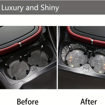 1pc Bling Car Cup Holder Coaster, 2.75 Inch Anti-Slip Shockproof, Full Rhinestone Design, Universal Fit Most Cars