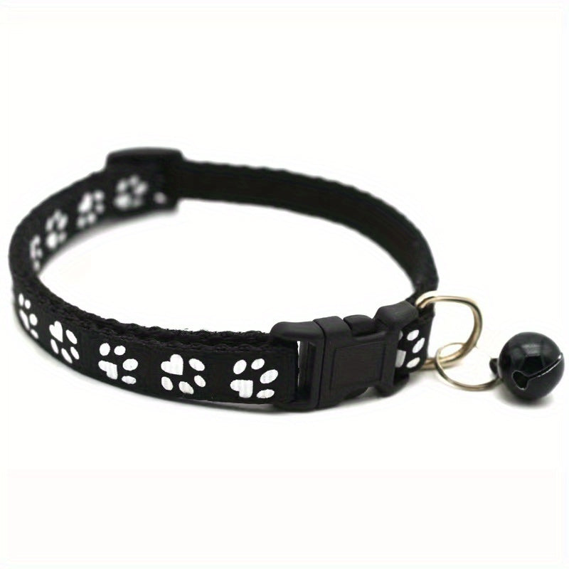 Pet Sticker Cloth Collar Dog Cat Collar Single Footprint Paw Print Bell Collar Cat Buckle Collar Burst Money Ring