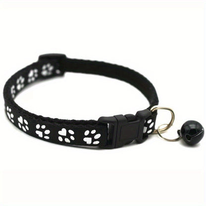 Pet Sticker Cloth Collar Dog Cat Collar Single Footprint Paw Print Bell Collar Cat Buckle Collar Burst Money Ring