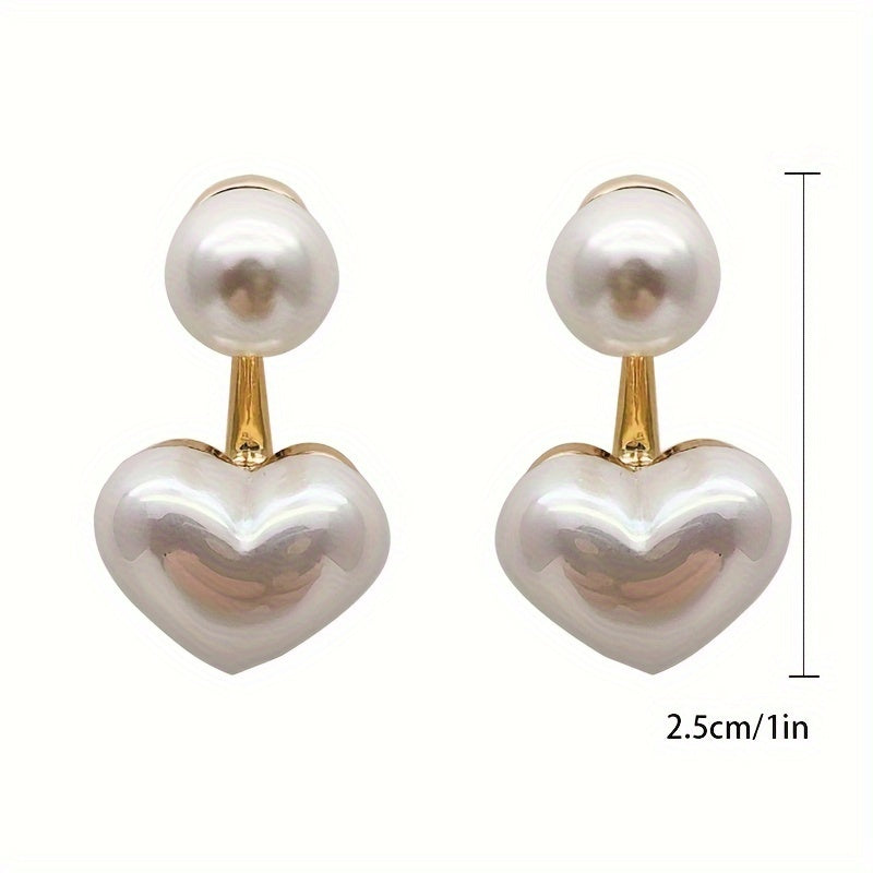 1pair Classic Heart-shaped Stud Earrings, Retro Hypoallergenic Earrings