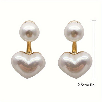 1pair Classic Heart-shaped Stud Earrings, Retro Hypoallergenic Earrings