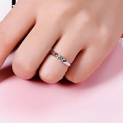 4-prong Round Zirconia Ring - Minimalist Classic Set For Women - Perfect Gift For Engagement, Wedding, Parties, Proposing