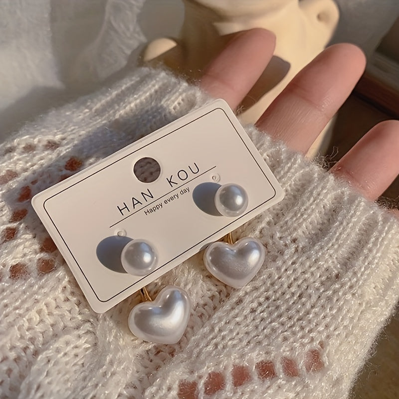 1pair Classic Heart-shaped Stud Earrings, Retro Hypoallergenic Earrings