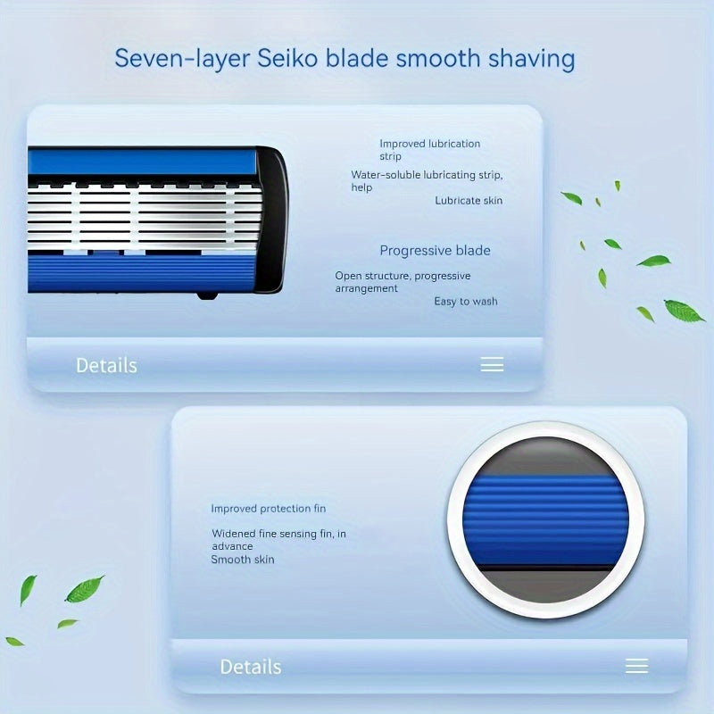 Men's Beard Shaver, 6-layers Blades Razors, Non Slip Handle, Replacement Blades, Men's Shaving Tools