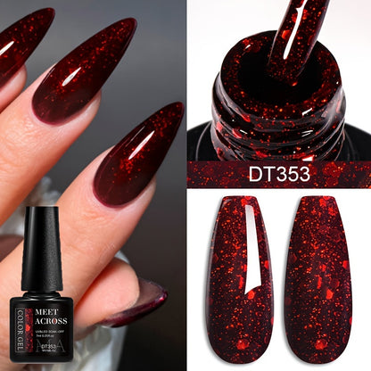 [Rich Wine Red Gel Nail Polish] 1 Container MEET ACROSS Rich Wine Red Gel Nail Polish - /LED Lamp Curable, -Lasting, Color for DIY Nail Art Suitable for Home & Salon Use, Glossy Gel Polish for /LED Lamp Users