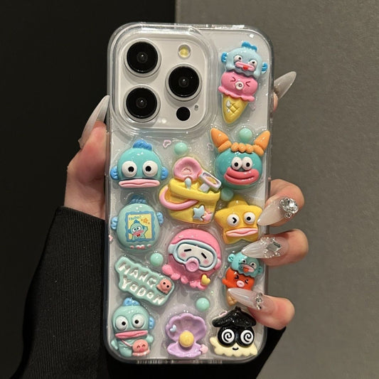 Cute three-dimensional ugly fish Apple 15 16 mobile phone case iPhone14 13 12promax Epoxy 11 soft case X female