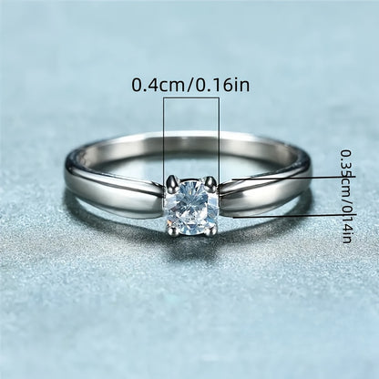4-prong Round Zirconia Ring - Minimalist Classic Set For Women - Perfect Gift For Engagement, Wedding, Parties, Proposing