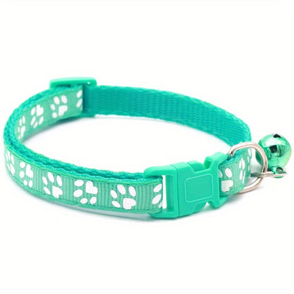 Pet Sticker Cloth Collar Dog Cat Collar Single Footprint Paw Print Bell Collar Cat Buckle Collar Burst Money Ring