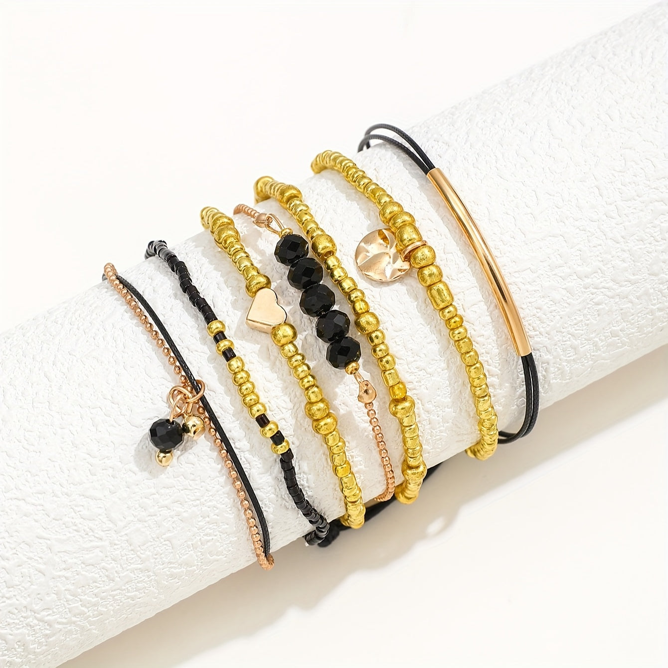 7pcs Set of CCB Plastic Beads with Long Rods for Stringing, a Easy And Stylish Handmade Bracelet Set for Stacking, Perfect for Gifts And Everyday Wear