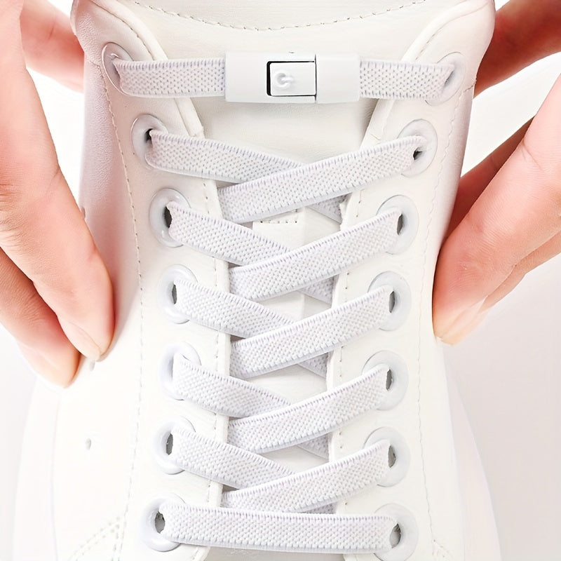 [Elastic Shoelaces Set] 2pcs Elastic Shoelaces & 2pcs Buckles, 1 Pair Free-Tie Shoelaces Set for Sneakers Canvas Shoes
