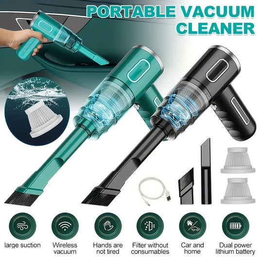 120W Portable Car Vacuum Cleaner | Rechargeable Handheld Automotive Vacuum Cleaner for Car, Wireless Dust Catcher with Cyclone Suction, USB Charging, Rubber Body, Foam Filter, Lithium Battery, TENSKY Brand